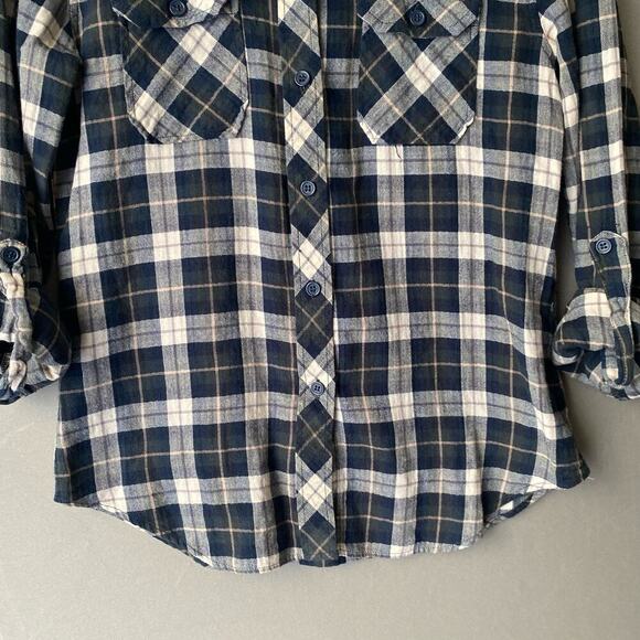 Urban Outfitters BDG sz XS blue green cotton button shirt - Picture 4 of 10